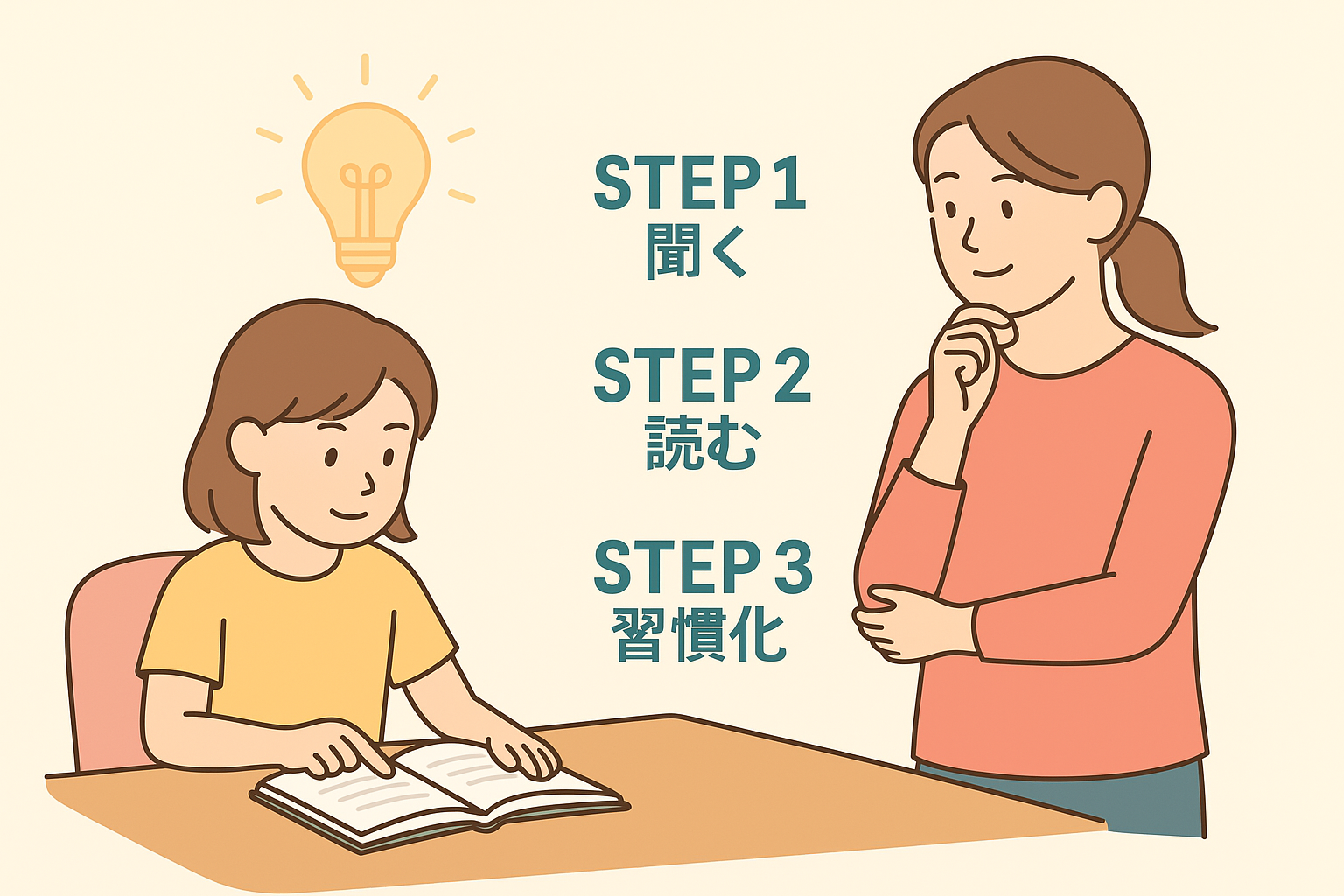 習慣化の3ステップイラスト