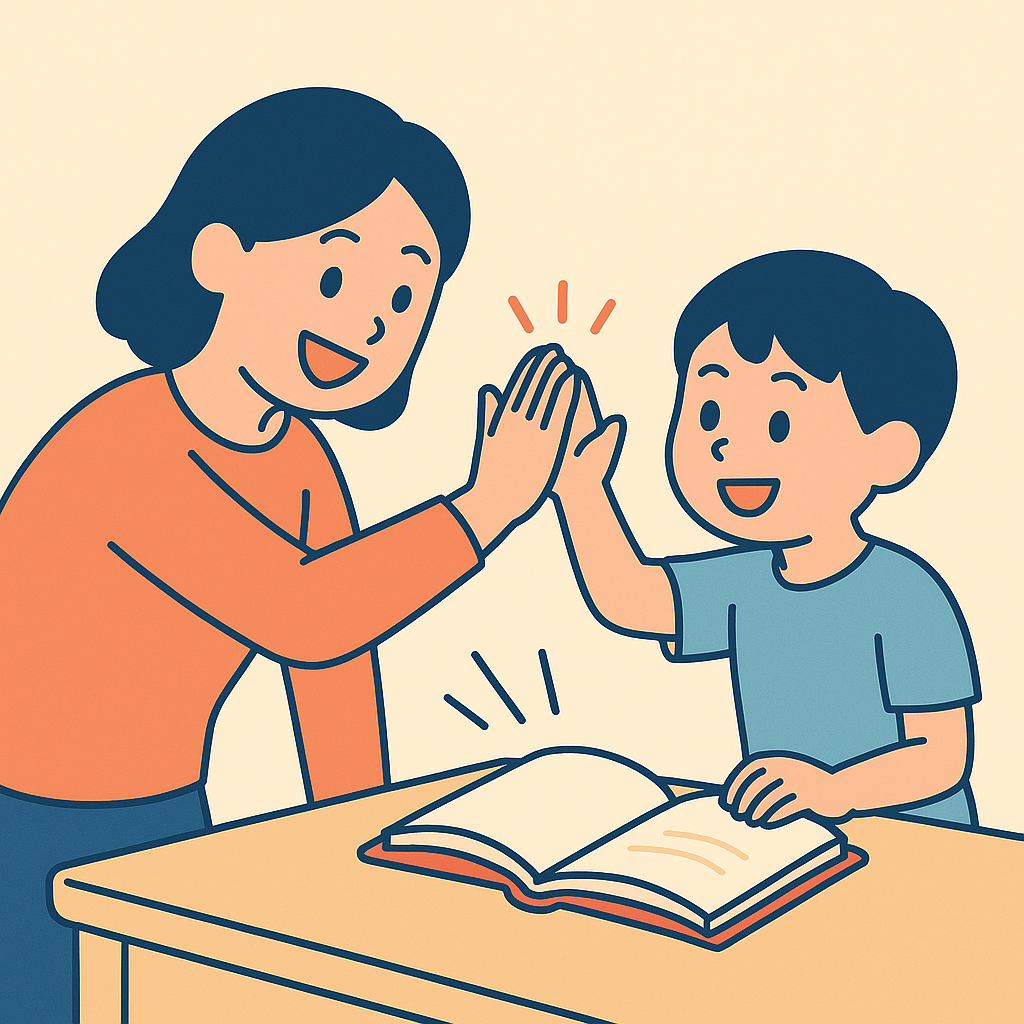 読了直後のハイタッチ（即ごほうびを可視化）